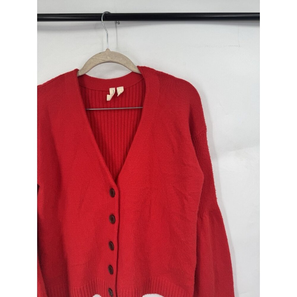 Moth By Anthropologie Bell Sleeve Cardigan Women Small Red Preppy Romantic - Picture 9 of 11